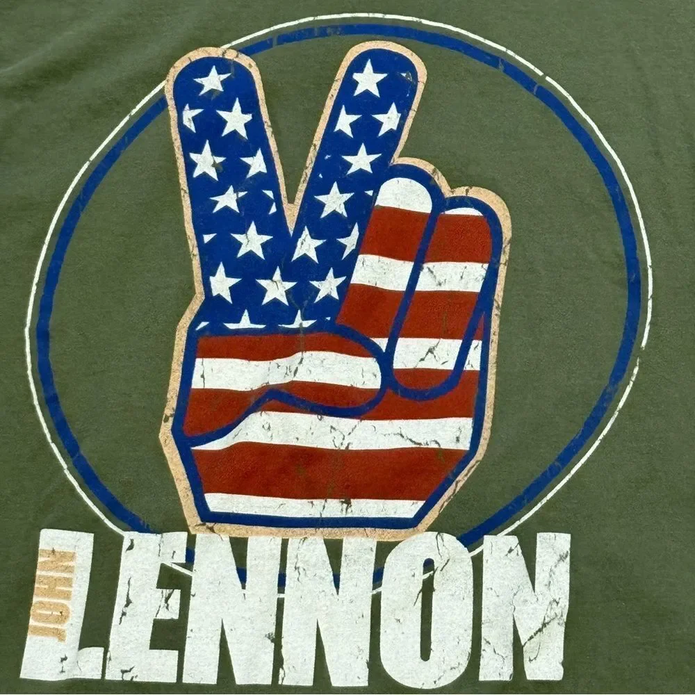 Gildan Softstyle Ring Spun John Lennon Short Sleeve T-Shirt Green Size Medium